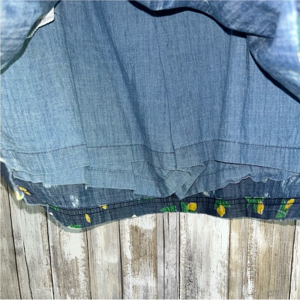 Karen Scott Lemon Print Denim Skort - Picture 3 of 6